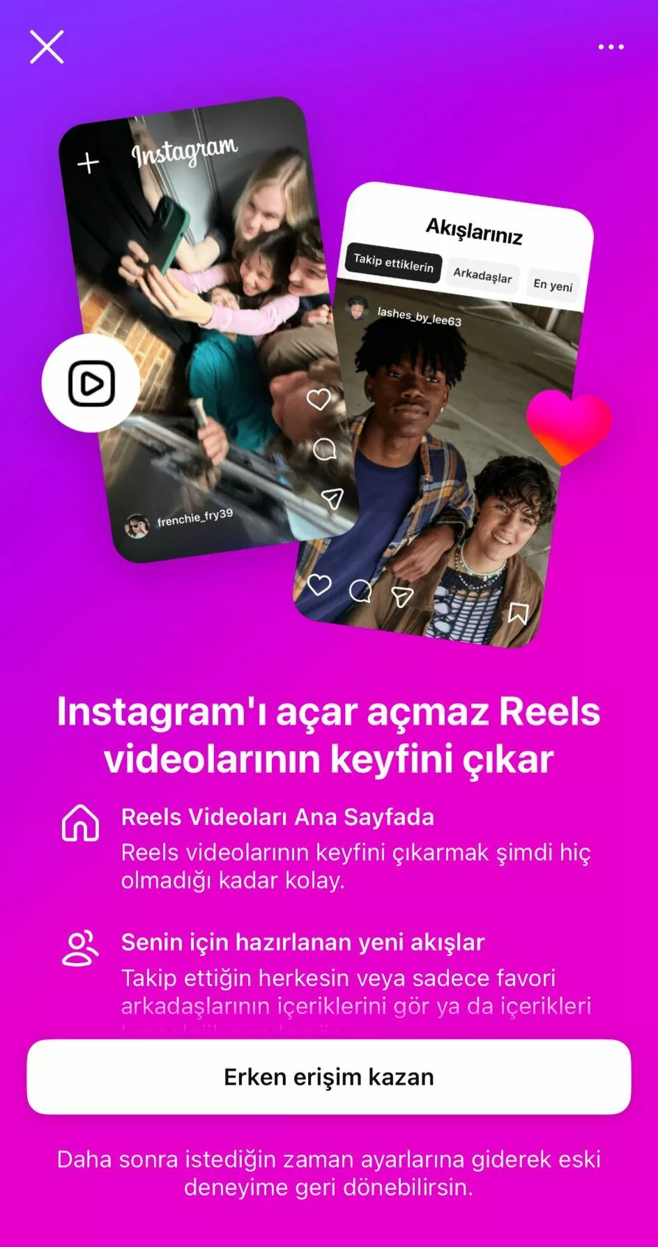 Instagram arayüz
