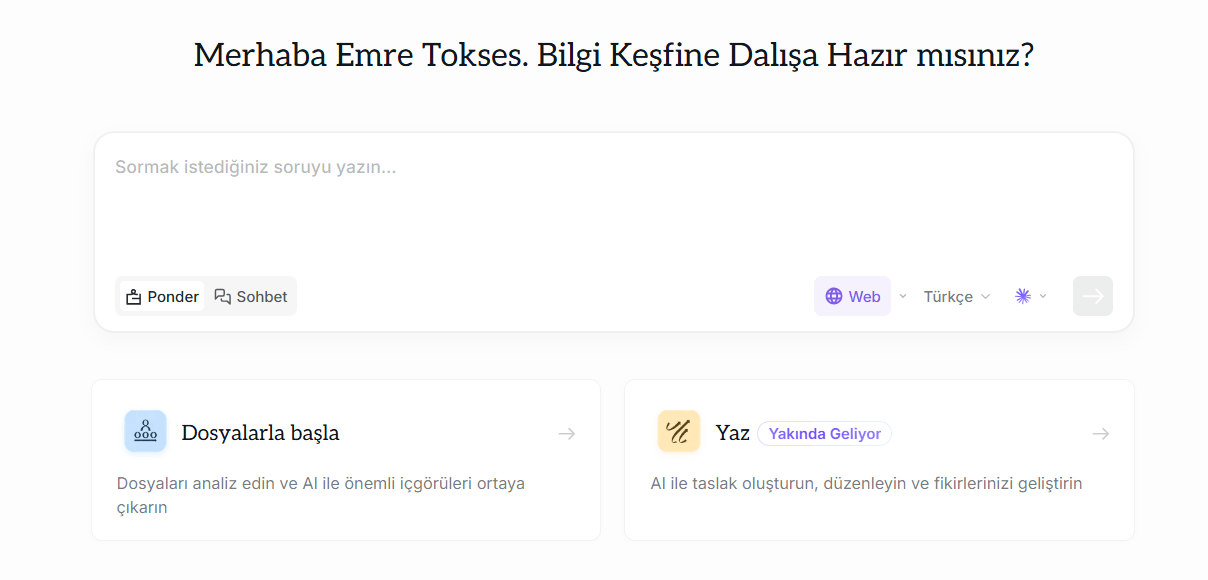 Yapay Zeka Destekli Düşünce ve Bilgi Geliştirme Alanı: Ponder 1 Ponder