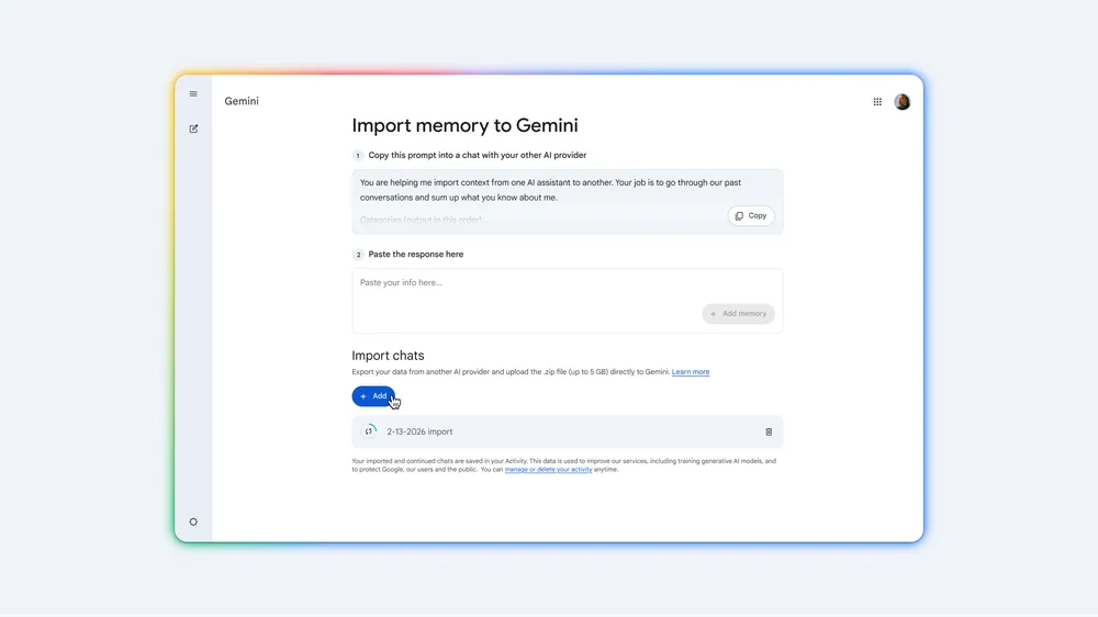Gemini'a Yapay Zeka Sohbet Geçmişi Aktarımı Kolaylaşıyor: Google'dan Rakip Hamle 6 yapay zeka aktarımı