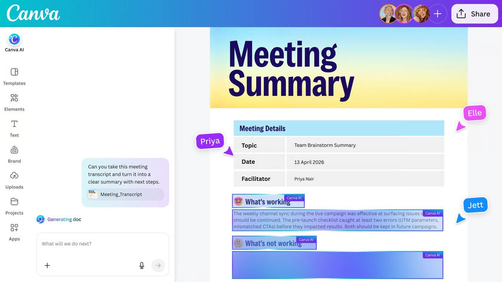 Canva yapay zeka asistanı