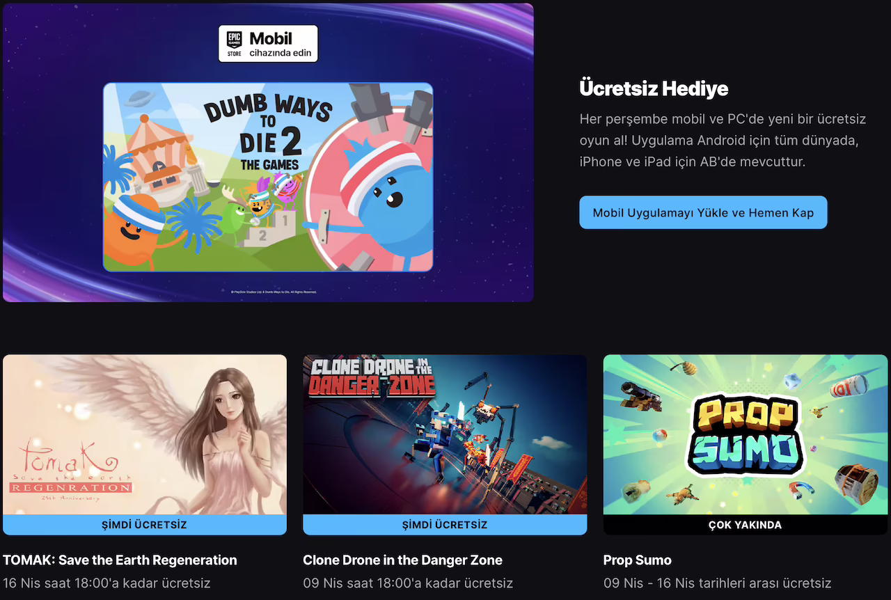 Epic Games ücretsiz oyunları