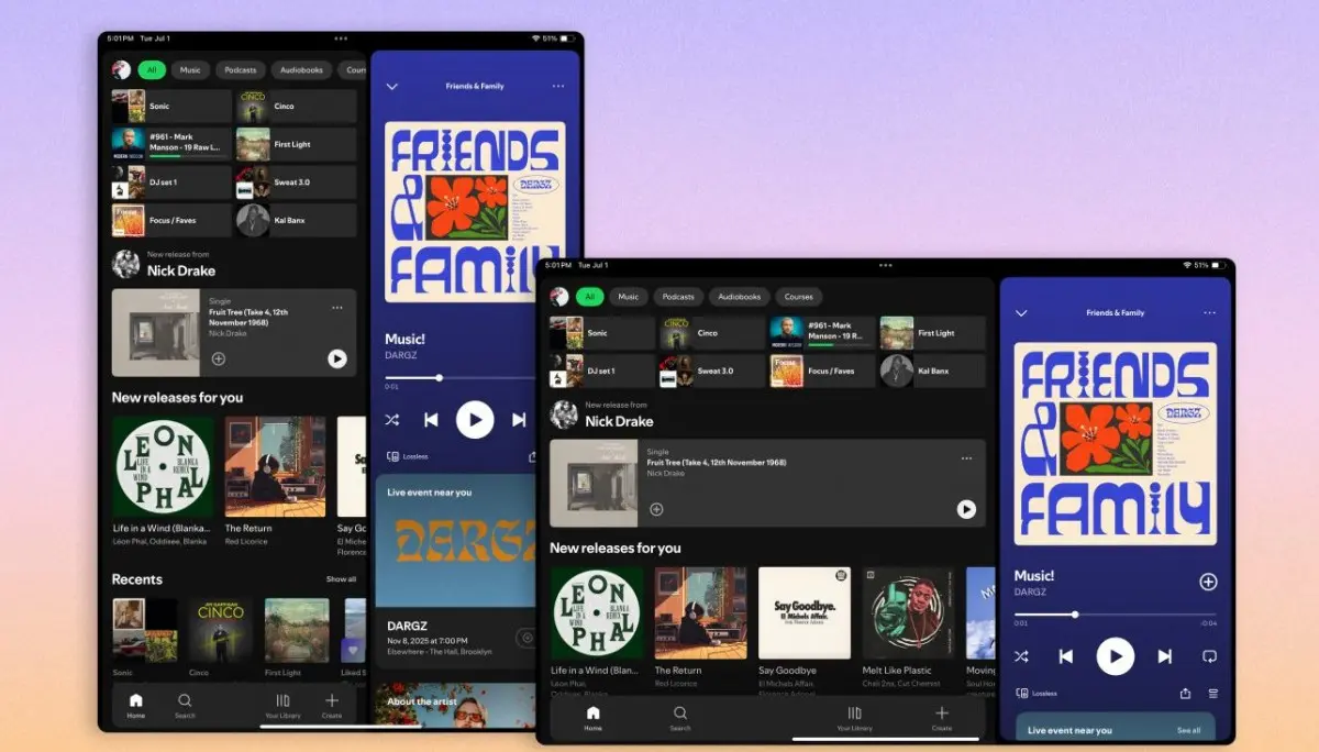 Spotify tablet arayüzü