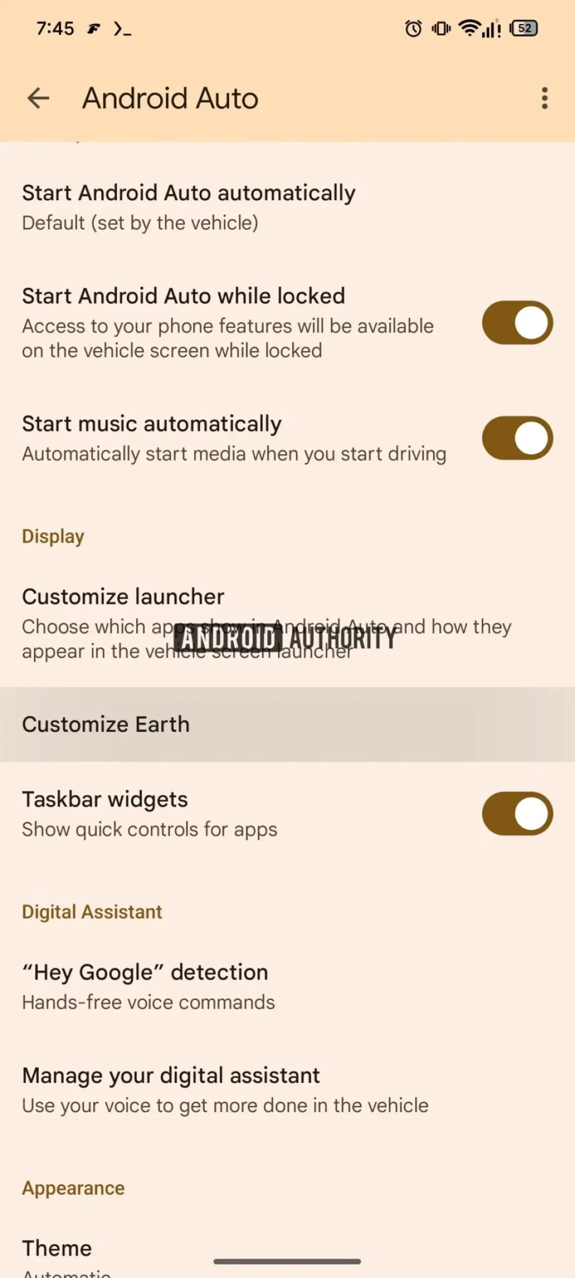Android Auto widget desteği