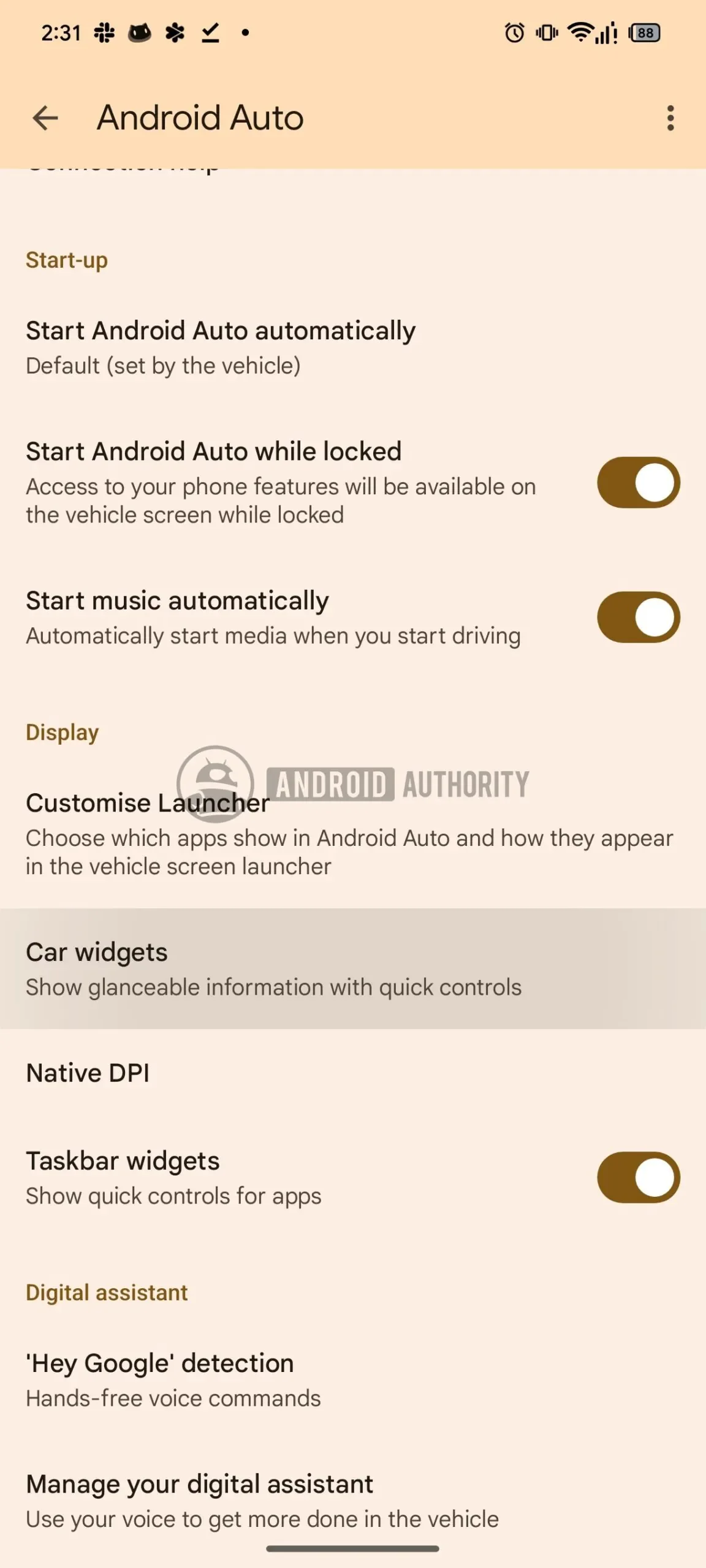 Android Auto widget desteği