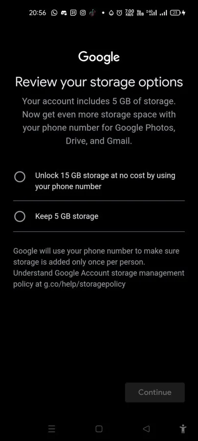 Google depolama alanı