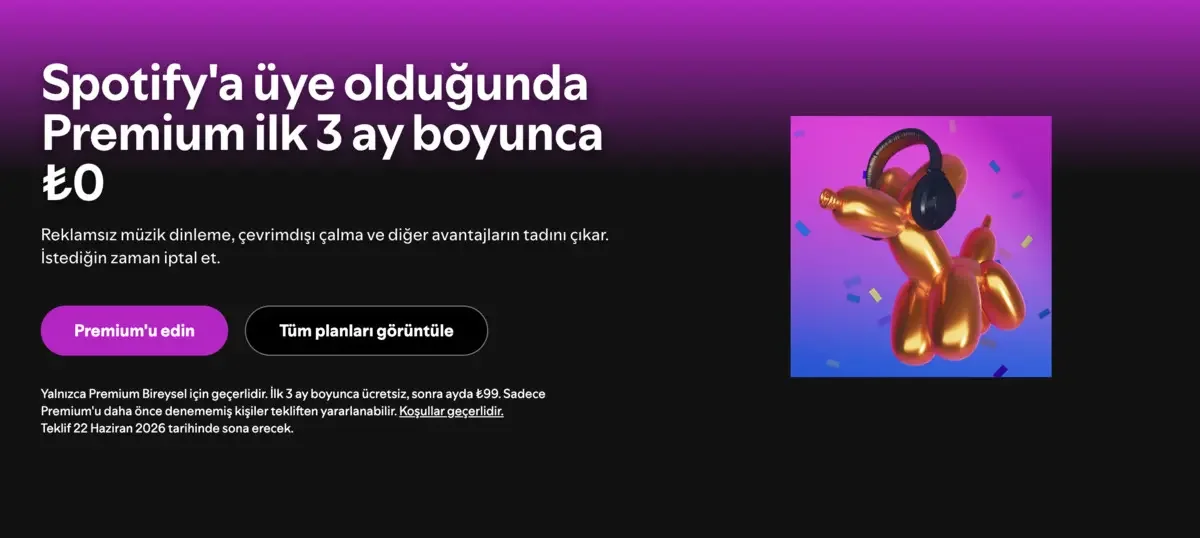 Spotify'dan Muhteşem Fırsat: 3 Ay Premium Ücretsiz Nasıl Edinilir? Spotify Premium ücretsiz deneme