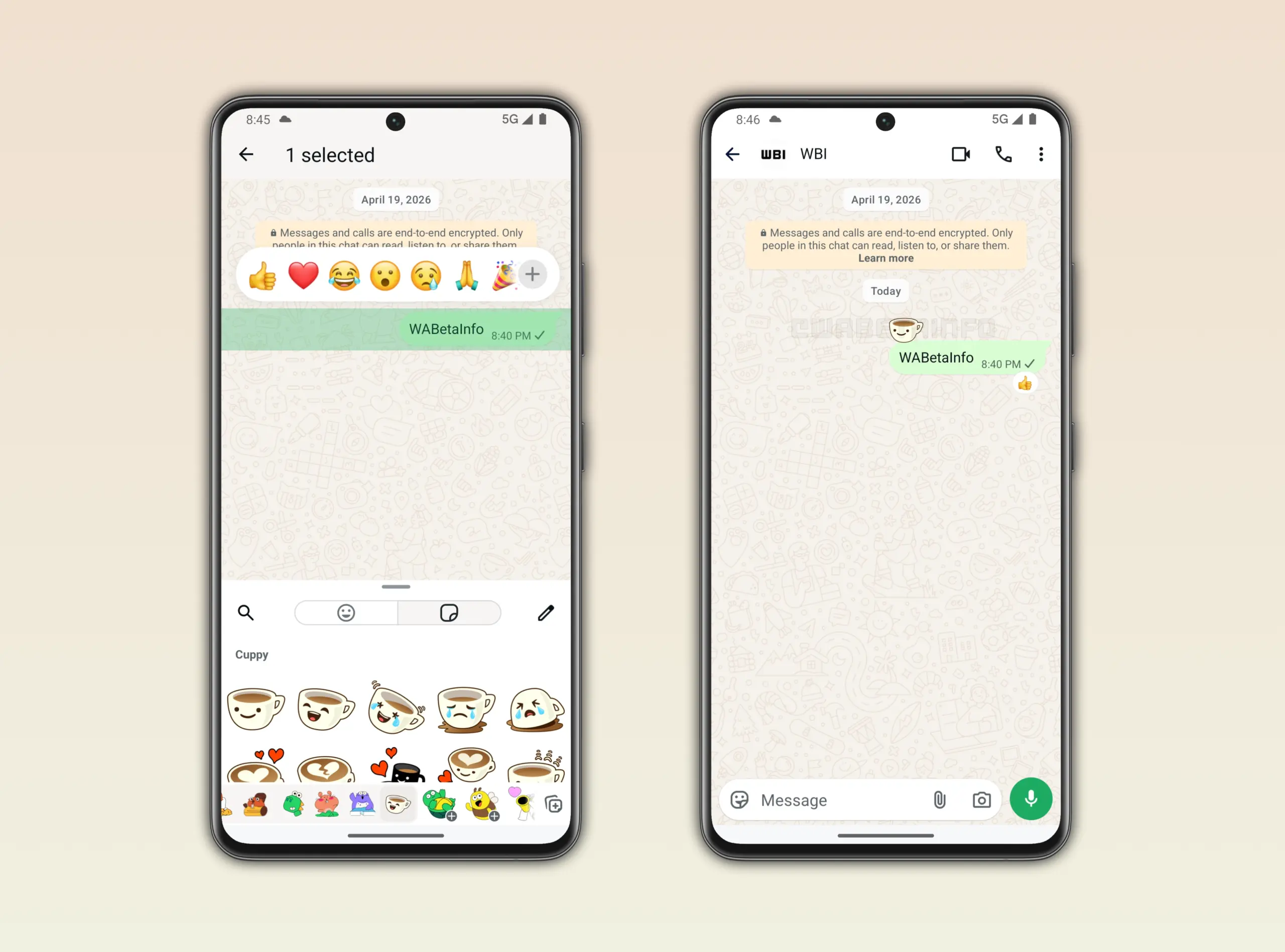 WhatsApp çıkartma tepkileri